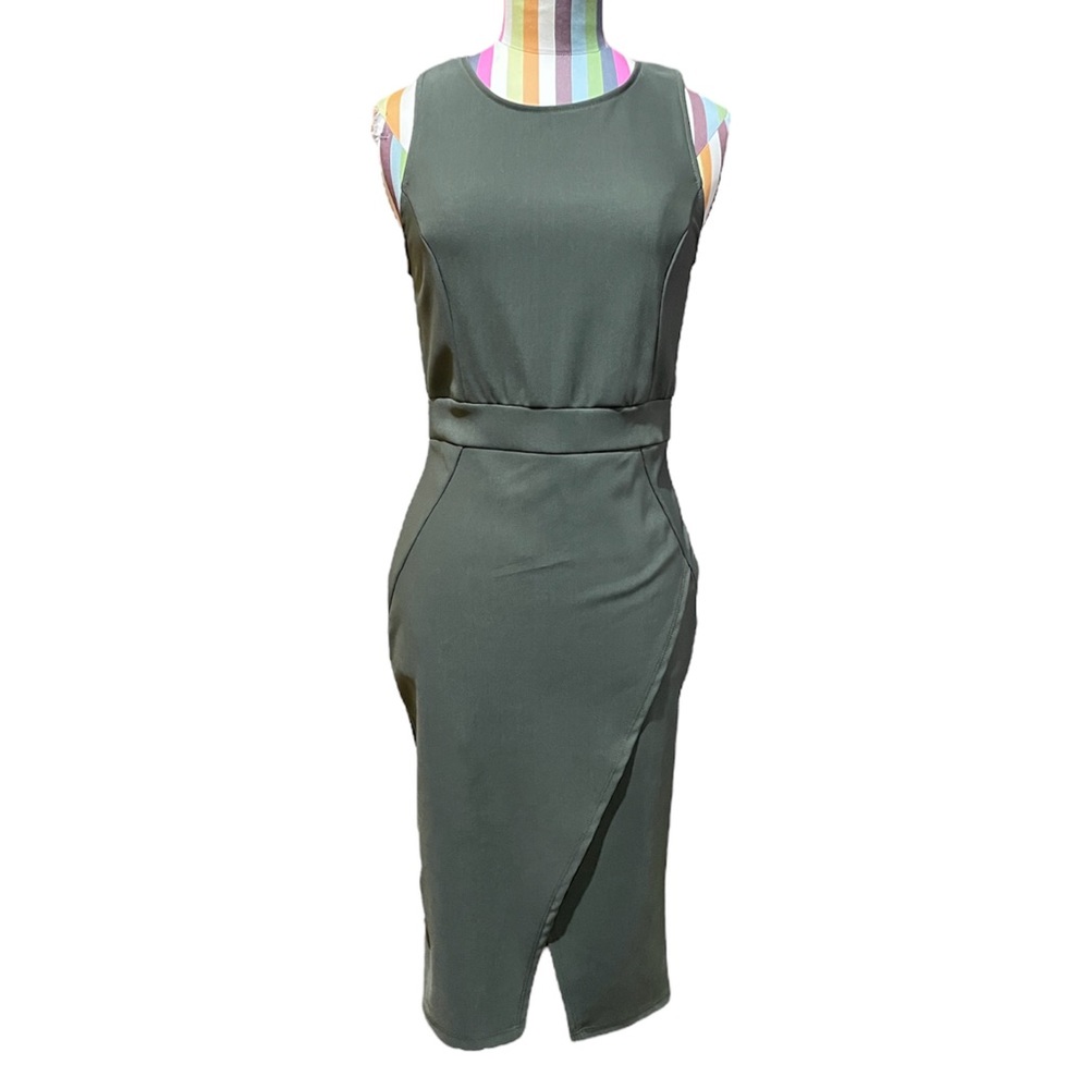 Foreign Exchange Olive Green Sleeveless Pencil Dress 0878